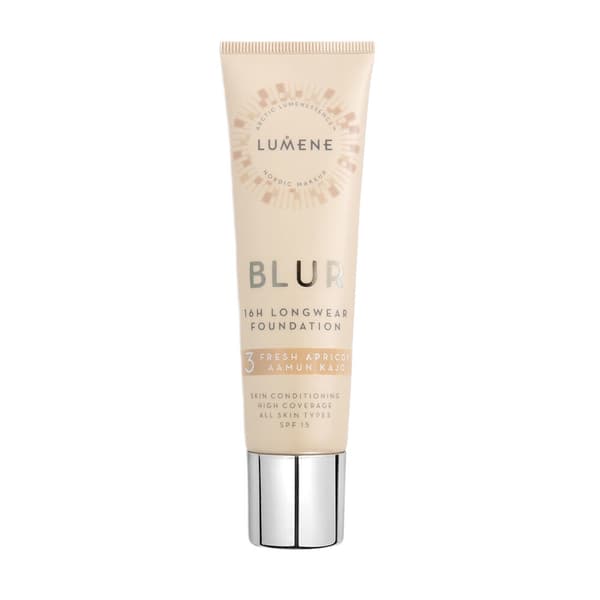 Lumene Blur 16h Langvarig Foundation SPF15 Udglattende Ansigtsmakeup 3 Fresh Apricot, 30 ml