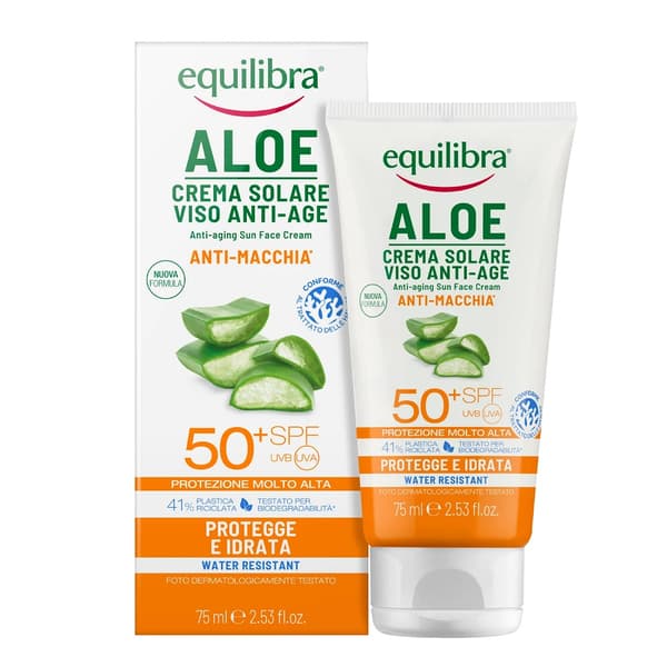Equilibra Aloe - Ikääntymisen Merkkejä Ehkäisevä Aloe Vera Aurinkovoide SPF50+, 75 ml