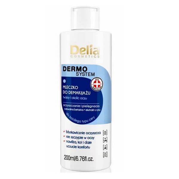 Delia Dermo System ansigts- og øjenmakeupfjerner mælk, 200 ml