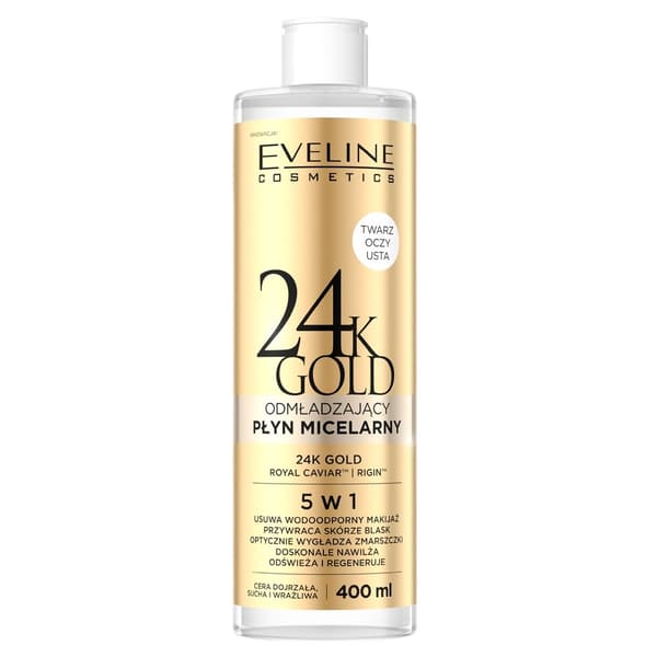 Eveline Cosmetics 24K Guld Föryngrande Micellärvatten 5i1, 400 ml