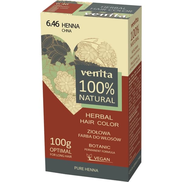 Venita Naturlig Hårfärg 6,46 Kina, 100g - Färga Håret Naturligt med Hibiscus & Arnika