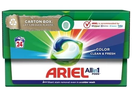 Ariel Clean & Fresh Farverige Gelkapsler, 24 stk.