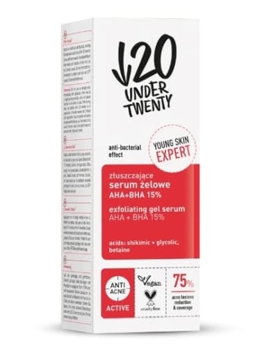 Under tyve ZL Polsk Purifying Gel Serum AHA+BHA 15% Ung, Følsom, Problemhud, 30 ml