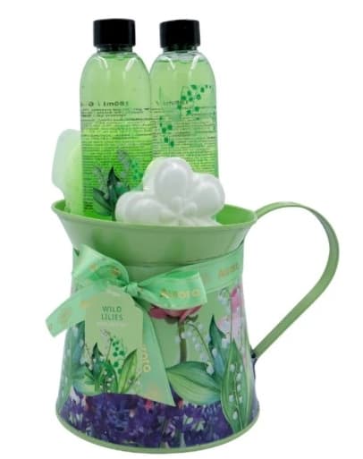 Villi Lily - lahjapakkaus, sisältää 180 ml suihkugeeliä + 180 ml shampoota + poreileva pallo + pesusieni