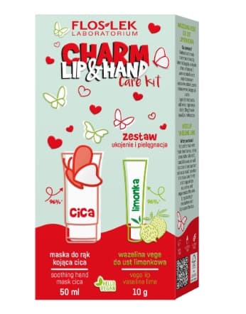 Flos-Lek Charmerende Lip & Hånd Beroligelse og Pleje Håndmaske 50 ml + Vaselin 10g