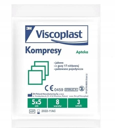 Sterilt 17-trådet 8-lags kompresforbinding 5x5 cm, 3 stk.