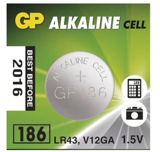 GP 186 L1142 AG12 G12 LR43 Batteri