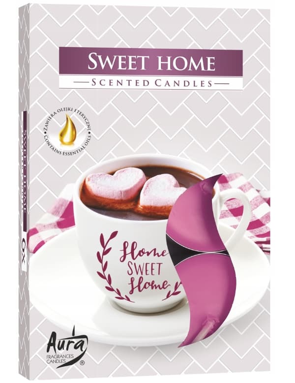 Bispol Aura Duftte-lys Sweet Home, 6 stk