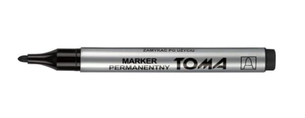 Permanent Marker Toma, Rund, Sort 1,0mm - Holdbare, vandfaste tuscher til præcis skrivning og tegning. Perfekte til kontor, skole og hjemmebrug.