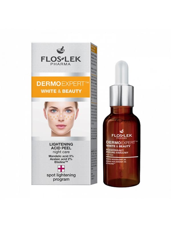 Flos-Lek Dermoexpert White & Beauty nattlig ljusgörande syrapeeling, 30 ml