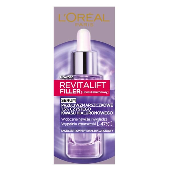 L'Oreal Paris Revitalift Filler Serum med 1.5% ren hyaluronsyra, 30ml /- **Förnyande och Fuktgivande Serum för Hud med Hyaluronsyra 1.5%**