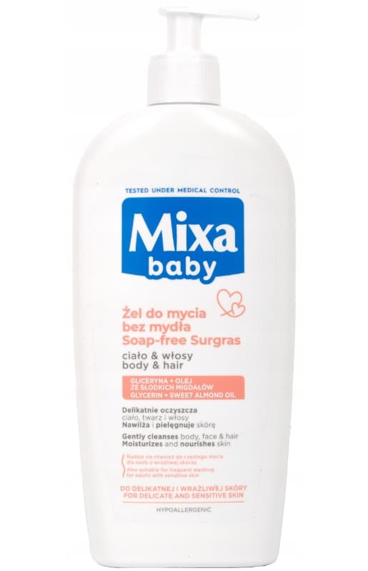 Mixa Baby Mild Shampoo og Bade 2i1, 400 ml.