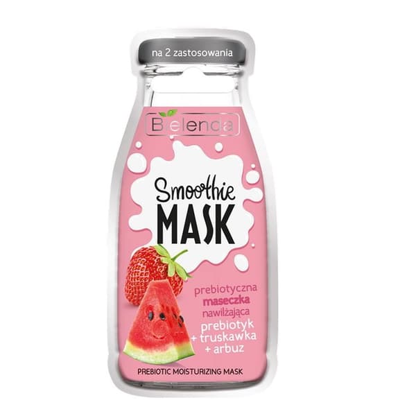 Bielenda Smoothie Mask Fuktgivande Ansiktsmask med Prebiotika, Jordgubbe & Vattenmelon, 10 g