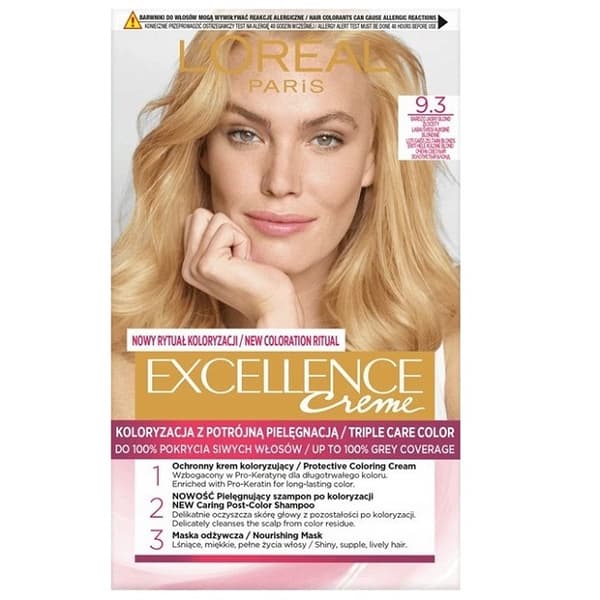 L'Oreal Paris Excellence Creme Hårfarve 9.3 Meget Lys Blond Gylden