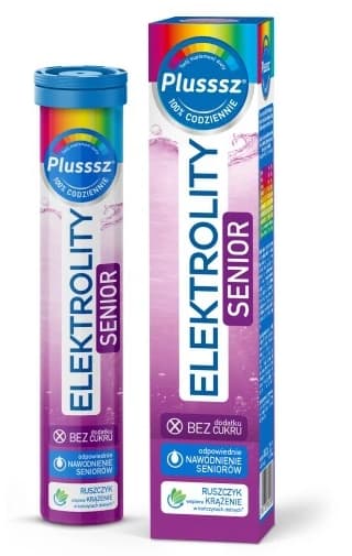 Plusssz Elektrolyytti Senior 100% Monimutkainen, 24 poretablettia - Ravintolisä edistämään elektrolyyttitasapainon ylläpitämistä seniori-ikäisillä.