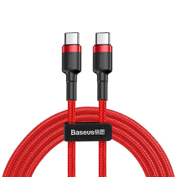 Baseus Højhastigheds USB-C til USB-C Kabel 60W 3A 480Mb/s 2m - Rød