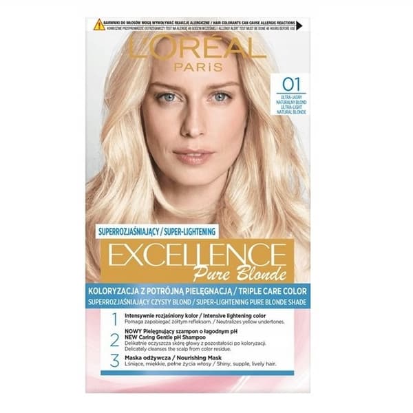 L'Oreal Paris Excellence Creme Hårfarve i 01 Super Lys Blond Naturlig.