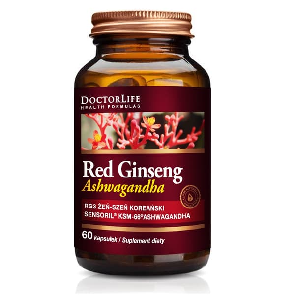 Doktor Liv Rød Ginseng Žeň-Šen + Ashwagandha Sensoril, 60 kapsler.
