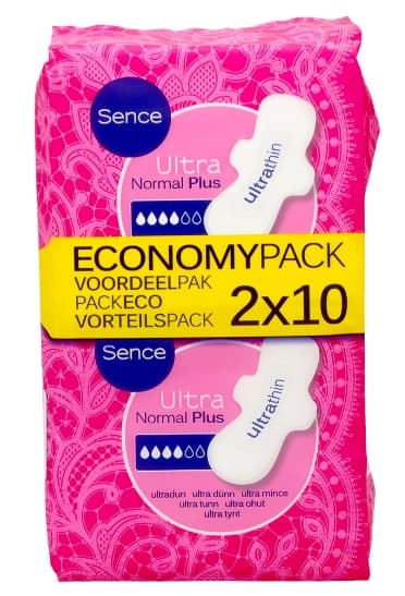 Sence Ultra Normal Plus, Sanitära kuddar, 20-Pack - Importerad från Tyskland.