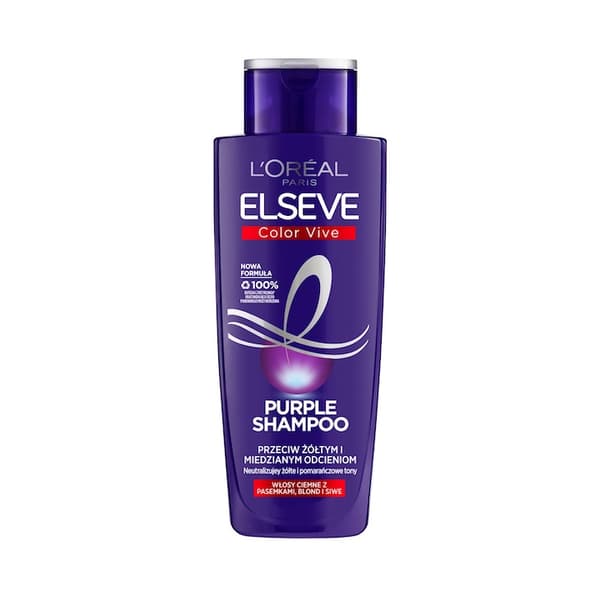 L'Oreal Paris Elseve Color-Vive Purple Hiusvärisampoo Keltaisia ja Kuparisia Sävyjä Vastaan, 200 ml