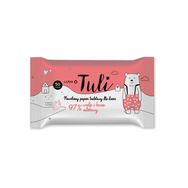 Luba Tuli Barn Toalettpapper - Fuktad med Jordgubbsdoft, 50 st.