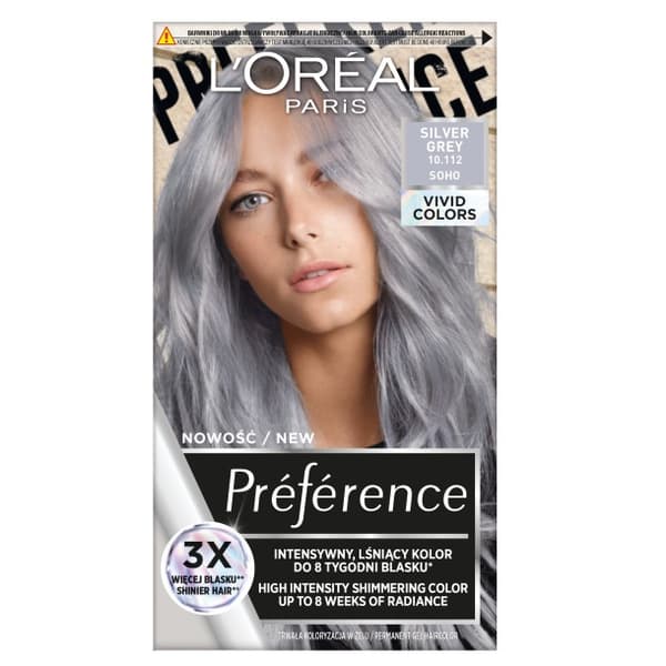 L'Oreal Paris Preference Vivid Colors Hopeanharmaa Hiusten Värjäyspakkaus