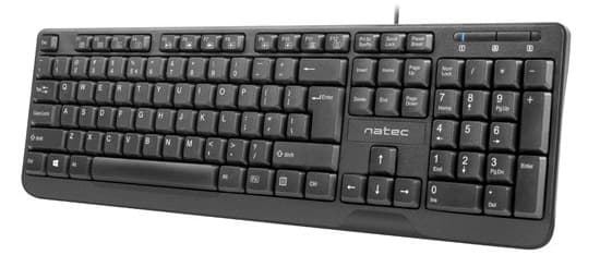 Natec, Ultra Slim USB Tastatur i Sort - Elegant design og behagelig skriveoplevelse. Letvægts og holdbar, perfekt til arbejde og gaming. Sort