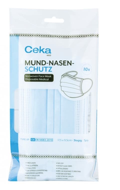 Mund-Nasen-Beskyttelse, Medicinsk ansigtsmaske, Type IIR, 10 stk.