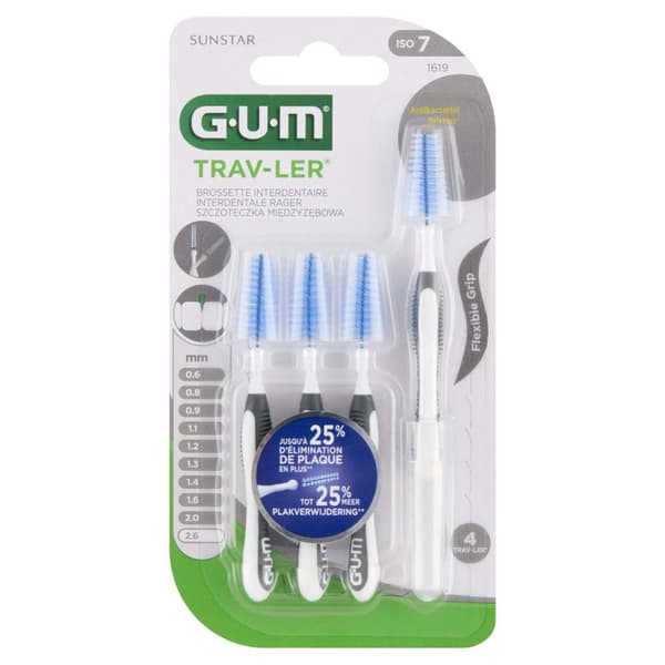 Solstjerne GUM Trav-Ler, Interdentalbørste 2,6mm, grå, 4 stykker