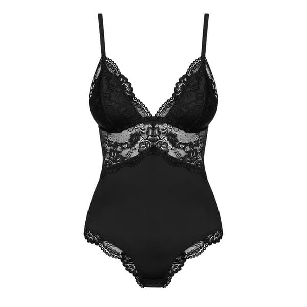 Elegant Svart Body med Spetsdetaljer - Obsessive L/XL