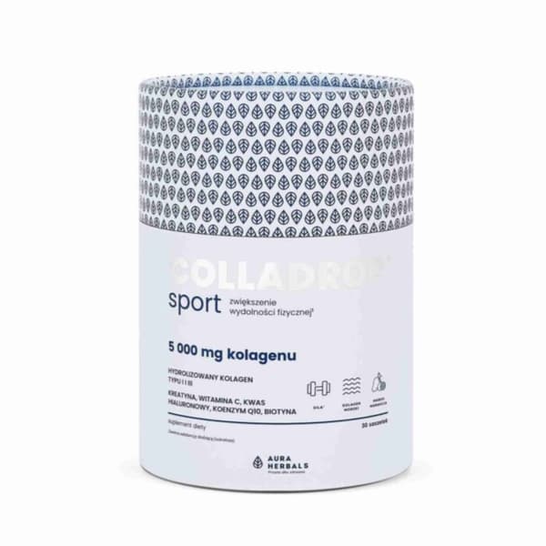 Aura Herbals Colladrop Sport Merikollageeni 5000mg Fyysisen Suorituskyvyn Parantaminen, 30 annospussia
