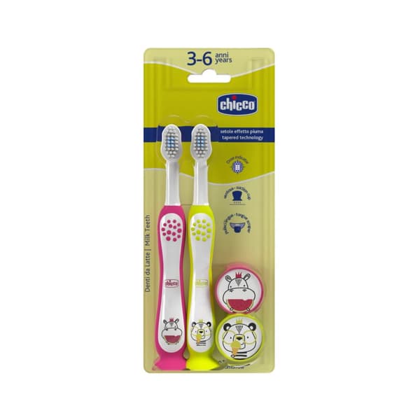 Chicco Tandborste 3-6 år Hippo & Panda, 2-pack