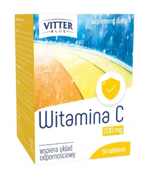 C-Vitamiini 200 mg Vitter Blue, 50 tablettia - Tehokas C-vitamiinilisä, 50 tabletin pakkaus.