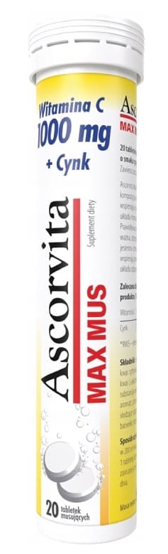 Ascorvita Max Mus - 20 vaahtoavaa tablettia