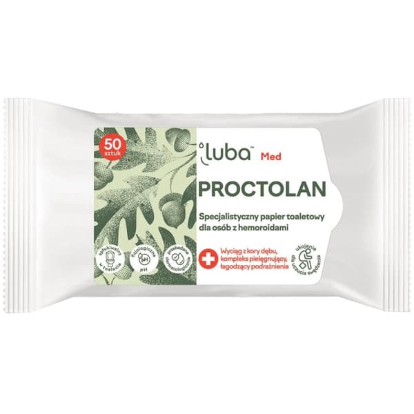 Specialiseret toiletpapir Luba Med Proctolan til hæmorider, 50 stk.