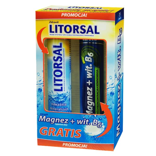 Zdrovit Litorsal 24 brusetabletter + Magnesium med Vitamin B6 24 brusetabletter