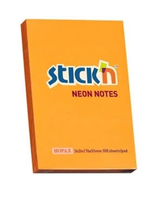Stick’n, Noter Selvklæbende, 100 ark Neon Orange