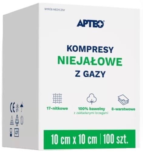 ApteoCare, usterile gasbind, 10cm x 10 cm, 100 stk.