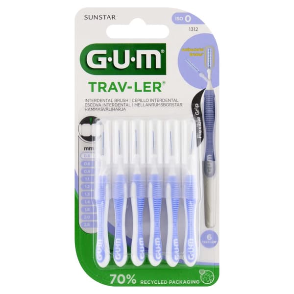 Sunstar Gum, Trav-ler, Mellemrumsbørster, lyseblå 0,6 mm, 6 stk.