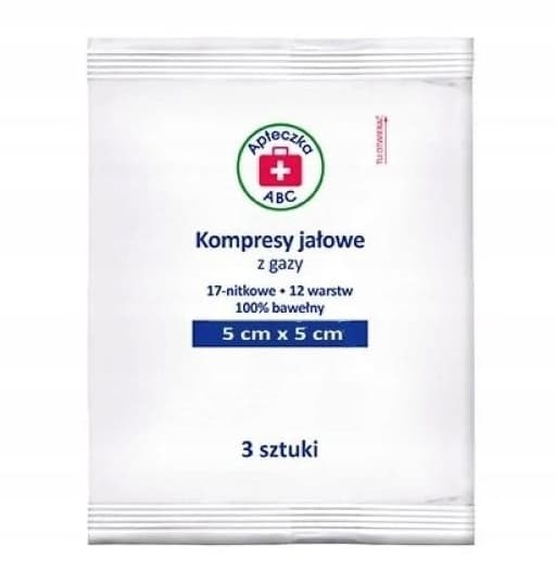 Sterila Gasbindor i ABC Första Hjälpen-kit, 5x5 cm, 3-pack.