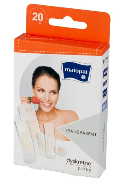 Matopat Transparenta Plåster med Förband, 20-pack
