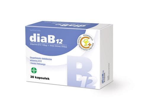 Vitamin B12-kosttillskott för nervsystemet & produktion av röda blodkroppar - DiaB12 30 kapslar