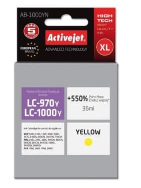 AktivJet, Brother AB-1000YN Bläckpatron (Ersättare till LC1000Y) Gul