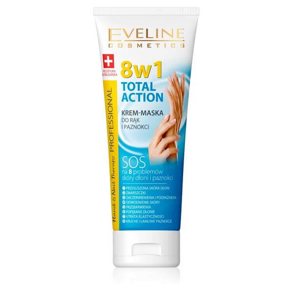 Eveline Cosmetics Hånd- og Negleterapi Total Action 8w1 Creme-Maske til Hænder, 75 ml.