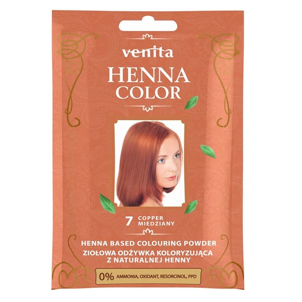 Venita Henna Farve Urtefarvet farvende balsam med henna 7 Kobber