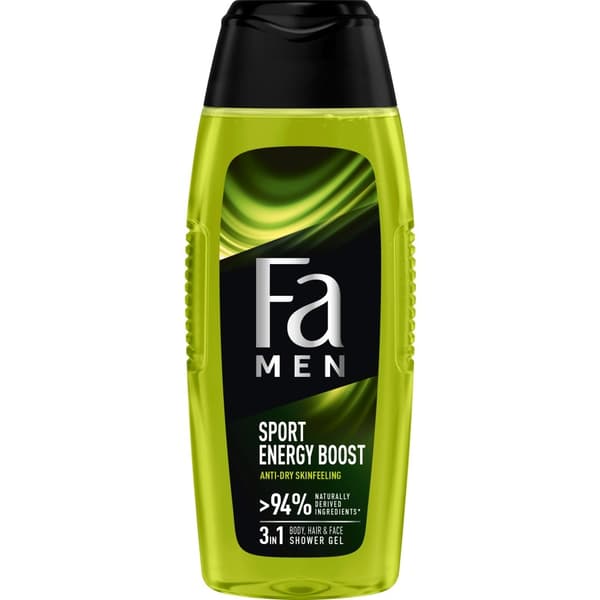 Fa Mænd Sport Energi Boost 3-i-1 Badegel med Guarana og Ginseng Duft, 400ml