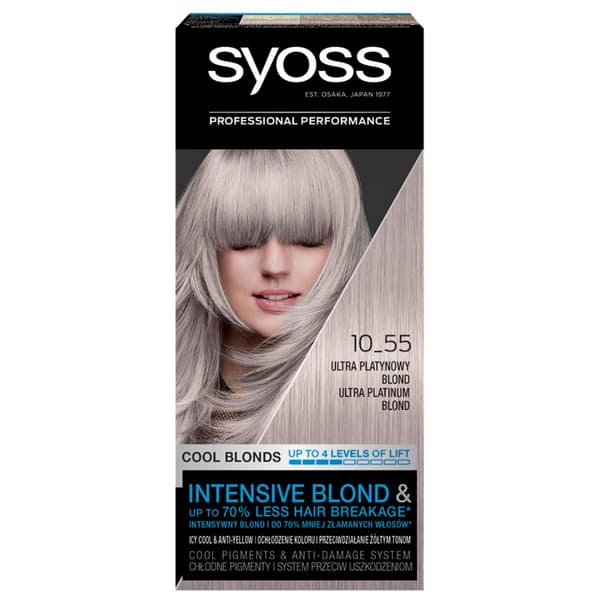 Syoss Opfriskende Cool Blond Hårfarve - Platin Blond, Kølig Nuance, Ultra-Intens Tonning