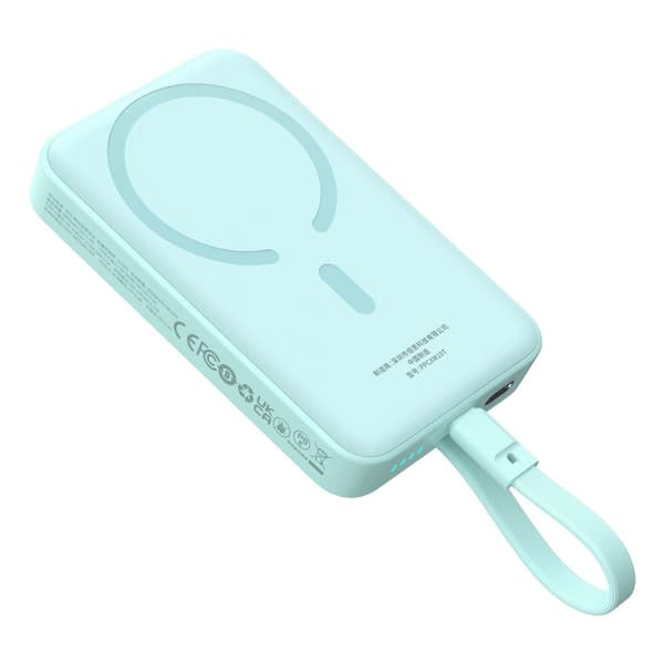 Baseus Magneettinen Mini MagSafe Powerbank 10000mAh 30W sisäänrakennetulla USB-C-kaapelilla - sininen + Baseus Simple Series USB-C - USB-C 60W 0,3m ka Vaaleansininen