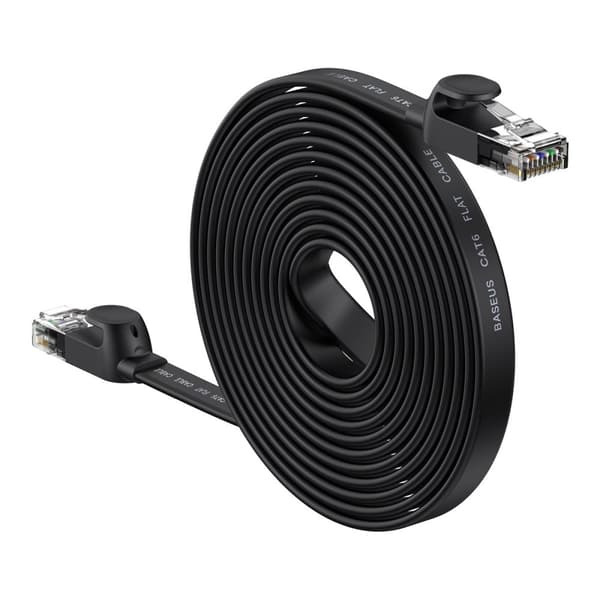 Baseus RJ45 Flad Ethernet Kabel 15m 1000Mbps Sort (WKJS000301)