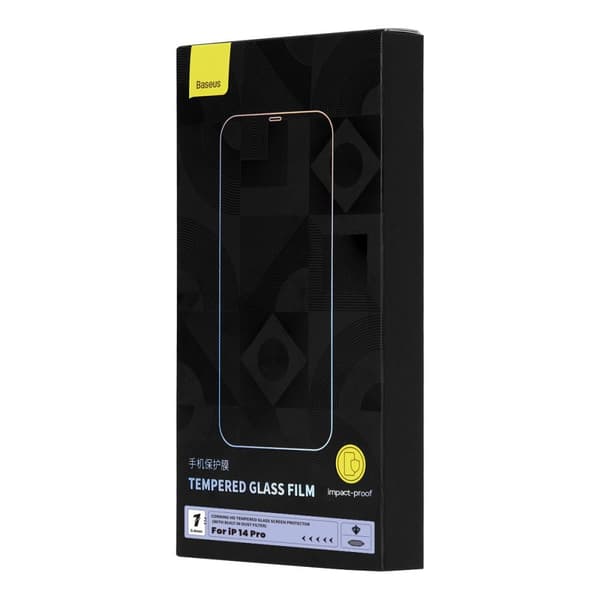 Baseus hærdet glas til iPhone 14 Pro med højttalerbeskyttelse 0,4mm + monteringssæt